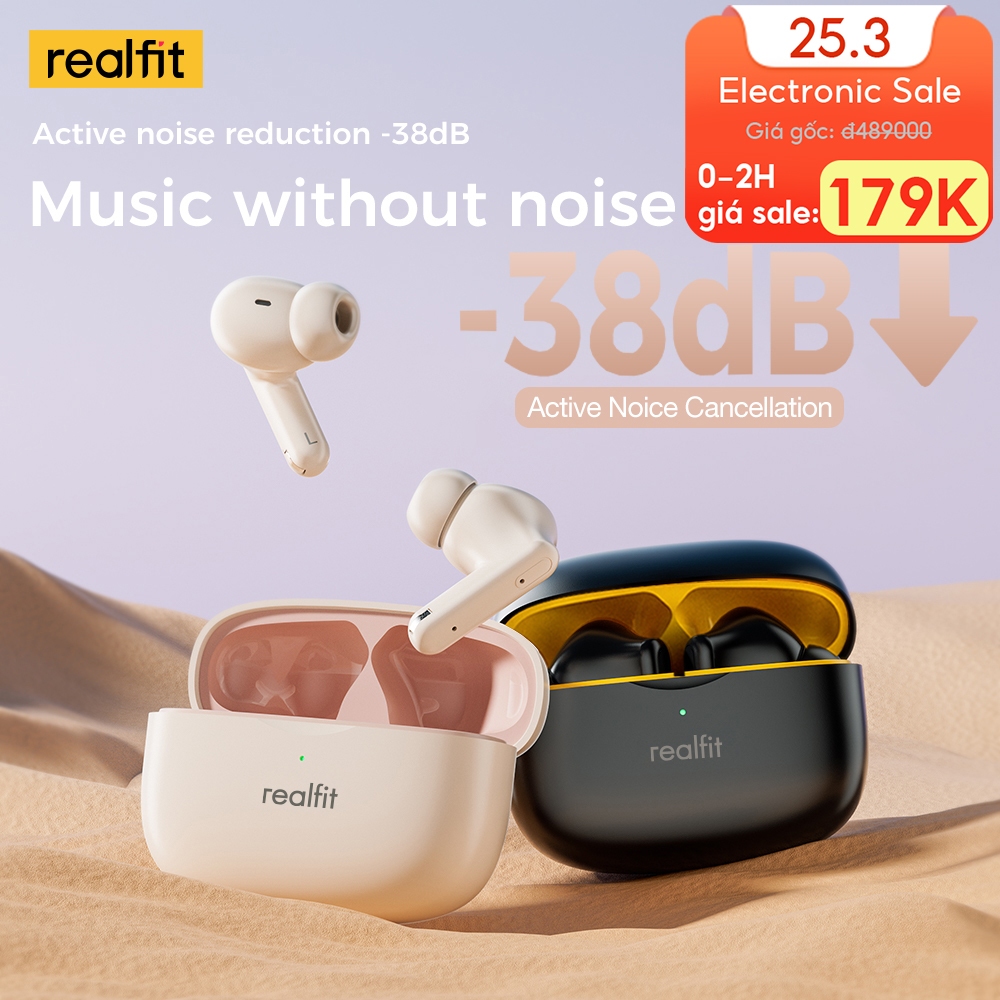 Tai Nghe Bluetooth Realfit F3 Tai Nghe Thể Thao Khử Tiếng Ồn -38db 360° Âm Thanh Không Gian Bass Tốt