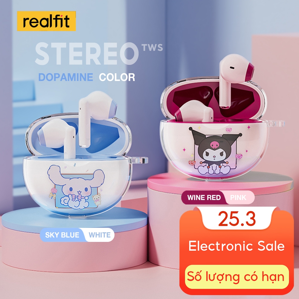 【Livestream】Tai nghe Bluetooth Realfit F2 Âm thanh nổi HIFI Âm trầm tuyệt vời với Mic phát lại dài 6 giờ Cùng phong cách với Lenovo LP40 Pro