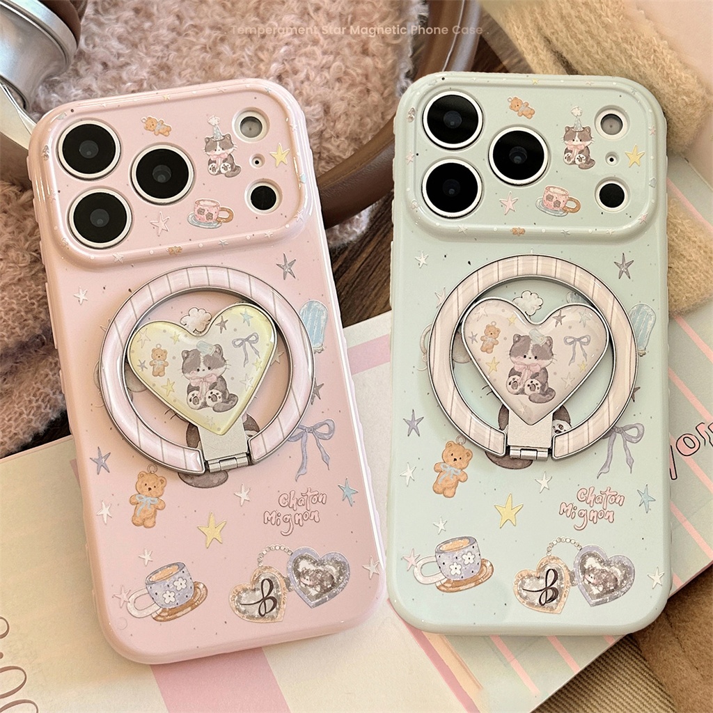 Dành cho iphone Case 17 Pro Max 16 Pro Max 15 Pro Max Pink Cat Tea Chat Vỏ điện thoại