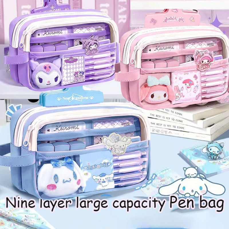 Hộp đựng bút chì Kuromi. Hộp đựng bút chì bằng vải Cinnamoroll.Bộ hộp đựng bút chì Kuromi