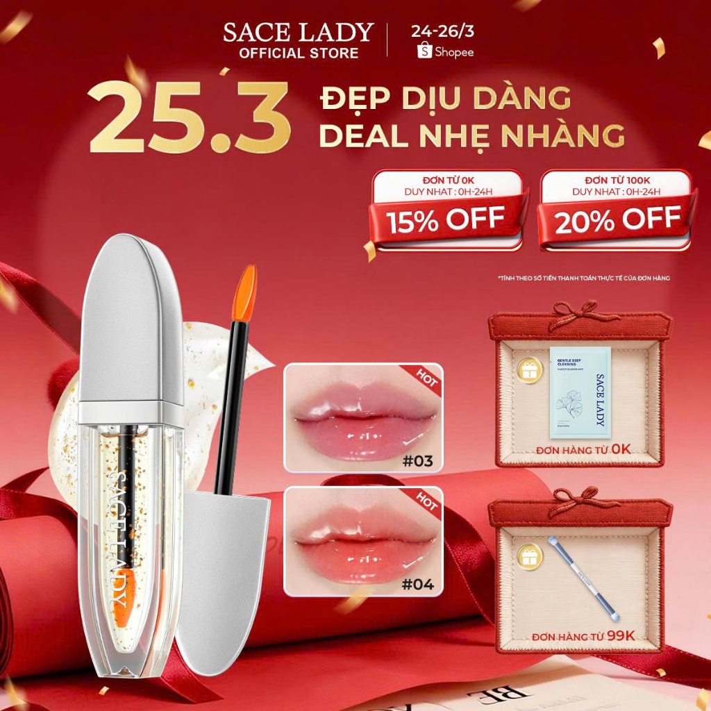 Son Dưỡng Môi SACE LADY Bền Vững Chống Thấm Nước Đổi Màu Môi Trang Điểm