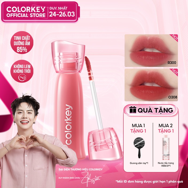 [DUY KHÁNH YÊU THÍCH] Son COLORKEY Watery Tint, Lì Mịn Nhẹ Môi, Không Dính, Lâu Trôi, Dưỡng Ẩm  2.5g