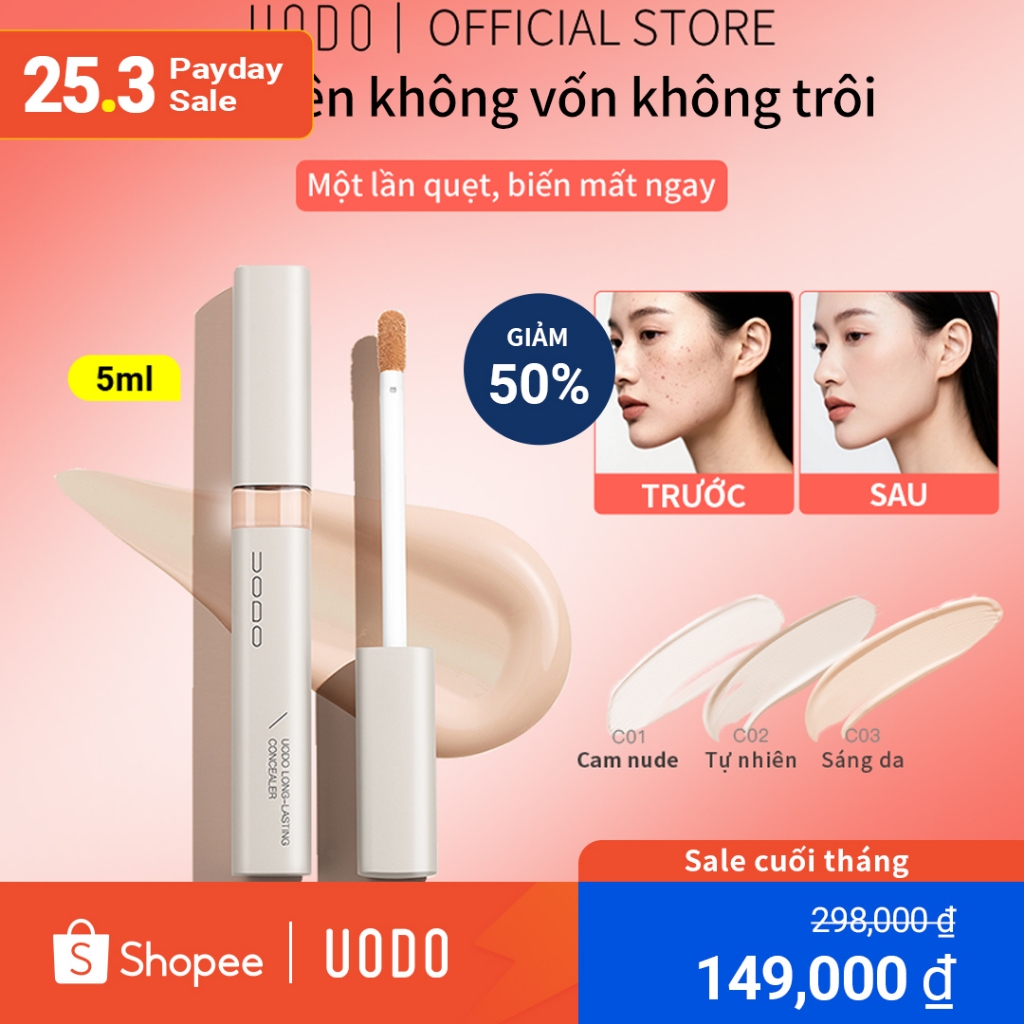 UODO Watery Flawless Concealer 2 in 1 Concealer for Dark Circles and Blemishes