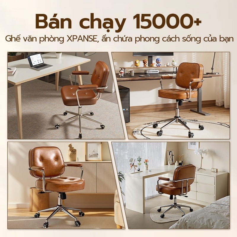 Ghế xoay văn phòng Xpanse 005 Da sáp chống nước chống trầy xước, Đệm ngồi latex êm ái | ghế làm việc |  ghế tựa lưng | BigBuy360 - bigbuy360.vn