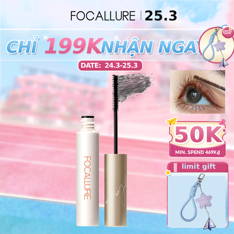 Mascara FOCALLURE giúp chuốt lông mi dài cong và đều kích thước đầu cọ 3mm 6g