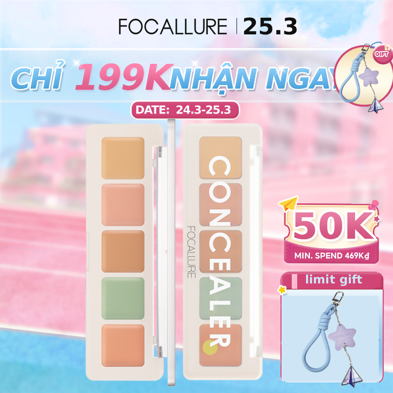 Kem che khuyết điểm Focallure độ che phủ cao chống thấm nước giữ màu lâu trôi 4.3g