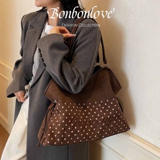 BONLOVE Hàn Quốc Retro Da Báo In Túi Tote Dung Tích Lớn Da Lộn Túi Đi Lại Đơn Giản Nách Túi Đeo Vai