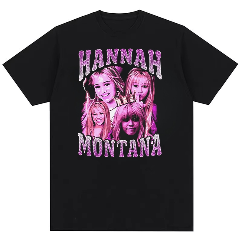 Hannah Montana Miley Cyrus Áo Thun Cotton Nam Nữ - Thời Trang Đường Phố