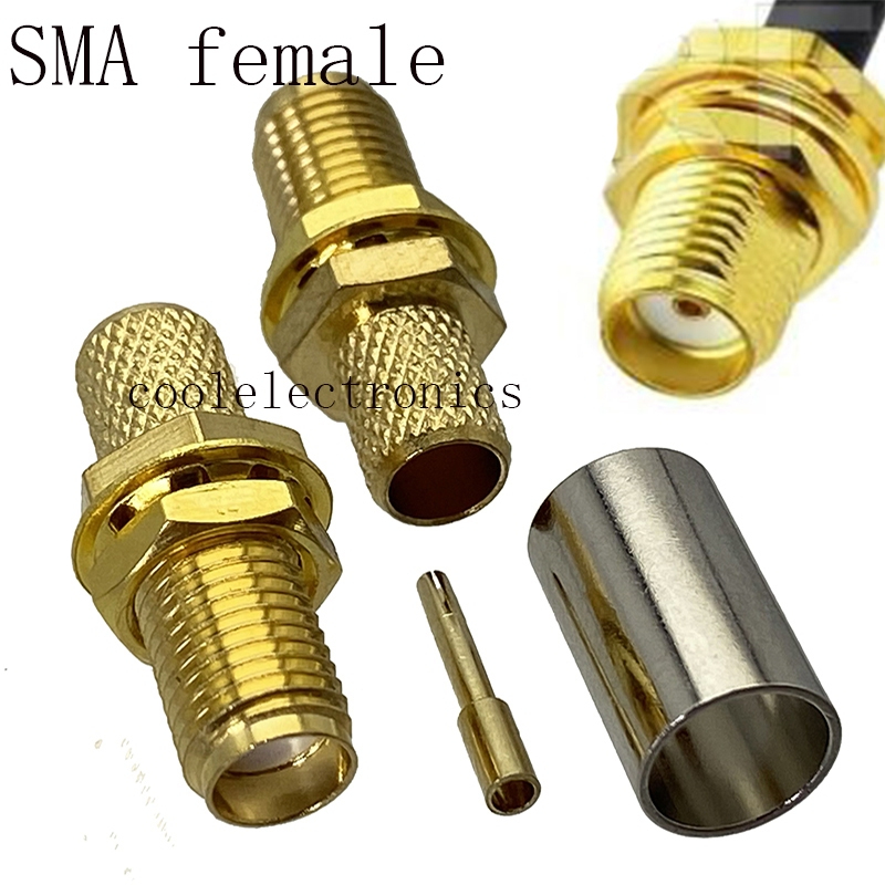 Bộ 5 Đầu Nối Uốn SMA Nữ Cho RG8X RG-8X LMR240 RG59 50-4 Cáp Coax Đồng Trục