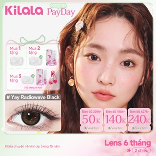 Kính áp tròng Kilala màu đen Yay Radiowave Black lens cận 6 tháng DIA 14.2mm có độ (0-8) 1 cặp