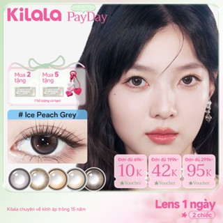 Kính áp tròng Kilala lens 1 ngày màu xám  DIA 14.0mm 14.2mm 14.5mm và màu xám Twinkle Brown，Ice Peach Grey，Gifted Brown，lens cận 1 ngày có độ (0-7) 2 chiếc