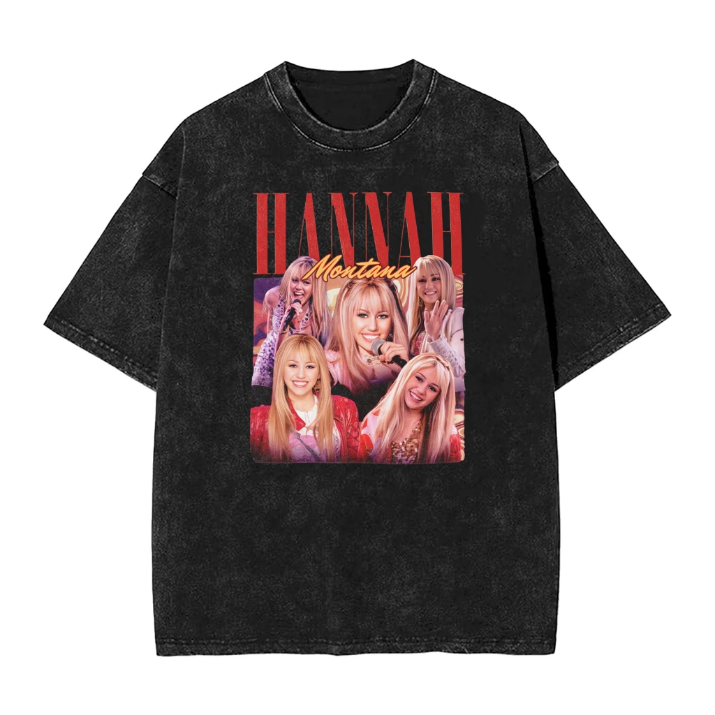 Áo thun cotton nguyên chất in chân dung Hannah Montana Miley Cyrus