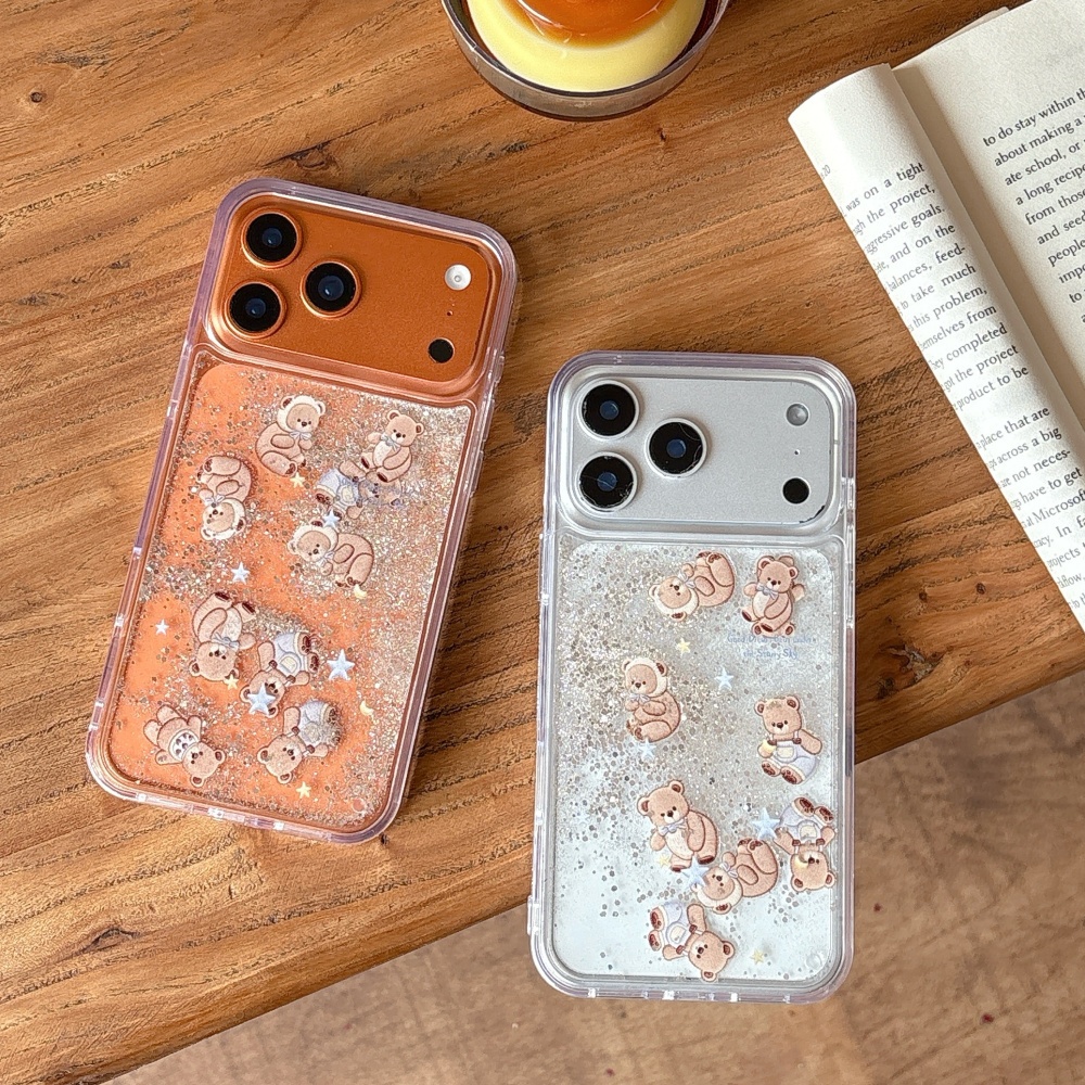 Ốp điện thoại hình gấu cát lún lấp lánh iPhone 17 16 15 14 13 Pro Max Vỏ bảo vệ IP 14Pro 17pro Vỏ cứ