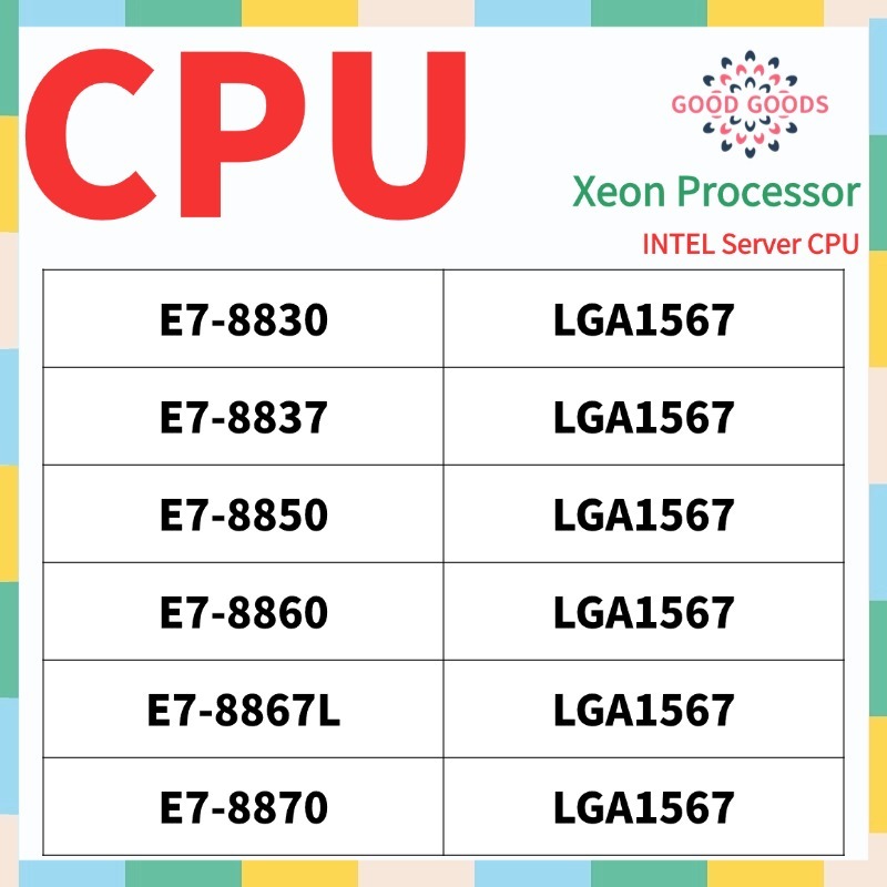 E7-8830 E7-8837 E7-8850 E7-8860 E7-867L E7-8870 INTEL Xeon Bộ xử lý máy chủ CPU LGA1567