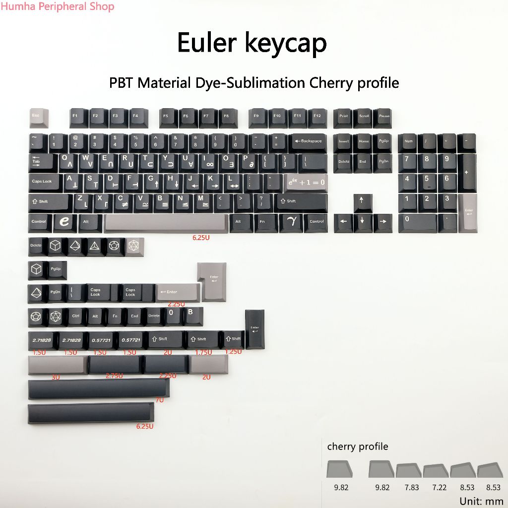 Humha Euler keycaps PBT Chất liệu Nhuộm-Sublimation Cherry profile Bàn phím cơ keycap Cá nhân keycap