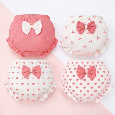 Adabaobao® ᵛⁿ 4 Cái/ bộ Quần Lót Bé Gái Cotton Thoải Mái Dây Thắt Lưng Co Giãn Họa Tiết Đáng Yêu 0-5 Tuổi Trẻ Em Bánh Mì Quần Short Dễ Thương