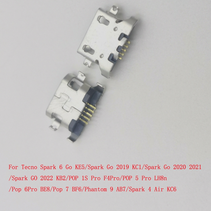 10-200 Cái Đầu Nối Usb Cắm Cho Tecno Spark 6 Go 4 Air POP 1S F4 5 6 Pro 7 Phantom 9 Sạc Dock KC6 KE5