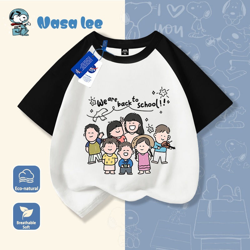 Áo thun tay ngắn trẻ em Nasalee chất liệu cotton thoải mái, dễ phối đồ, in hình nhân vật dễ thương p