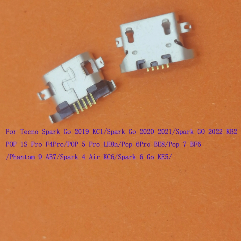 10-100 Cái Đầu Nối Usb Cắm Cho Tecno POP 1S F4 5 6 Pro 7 Spark 6 Go 4 Air Phantom 9 Đế Sạc BE8 BF6 A