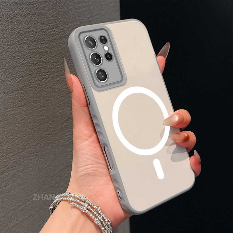 Ốp Lưng Dành Cho Samsung S24 Ultra S24 Plus S24 S24 FE Ốp Điện Thoại Hai Màu Da Cao Cấp Với Vòng Từ 