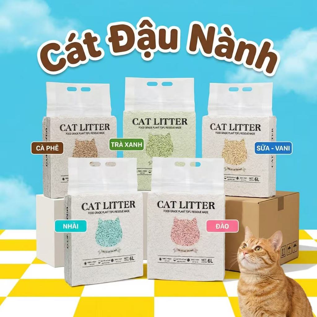 Cát Đậu Nành 2kg (6L) – Vón Cục Nhanh, Xả Nhà Vệ Sinh, Khử Mùi Cực Tốt
