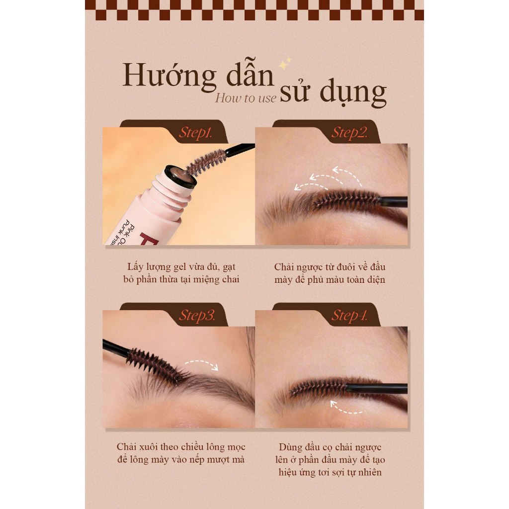 [MỚI] Mascara Lông Mày 2.0 PinkPunk Hiệu Ứng Mờ Nhung 6 Màu Tự Nhiên Không Lem Chống Nước 4g | BigBuy360 - bigbuy360.vn
