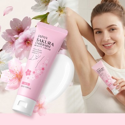 LAIKOU JAPAN Sakura Underarm Beauty Cream 50g – Kem làm sáng da cho nách, đầu gối & khuỷu tay – Ngay cả tông màu da, thắt chặt, dưỡng ẩm