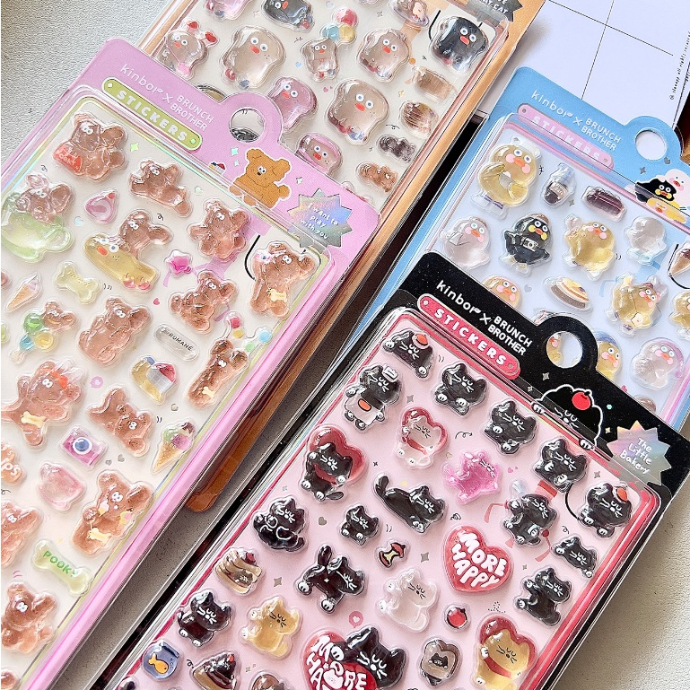 OHAYA | 3D Dập Nổi Ba Chiều Miếng Dán Brunch Brother Brunch Brother Máy Tính Di Động Trang Trí Quà T