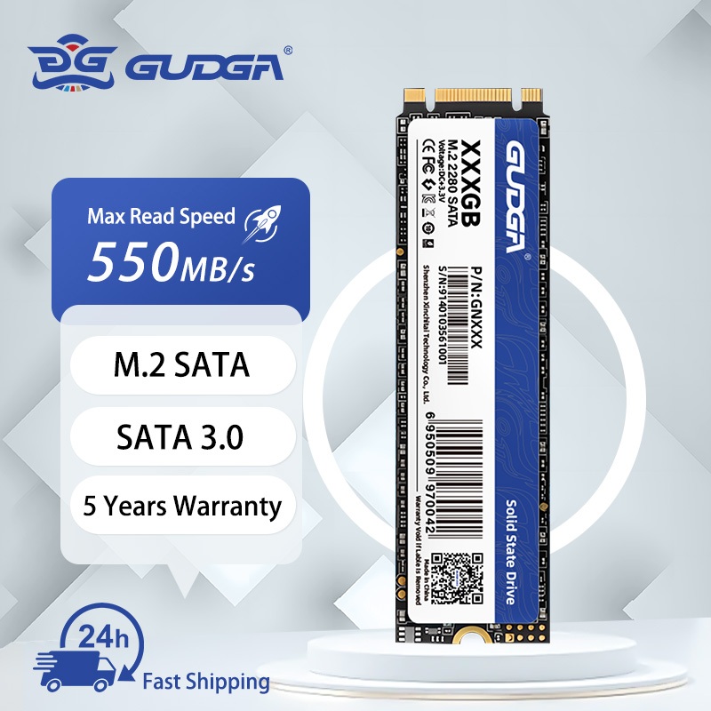 GUDGA M.2 SATA NGFF 2280 SSD 128GB 256GB 512GB Ổ cứng bên trong Đĩa thể rắn HDD cho máy tính để bàn 