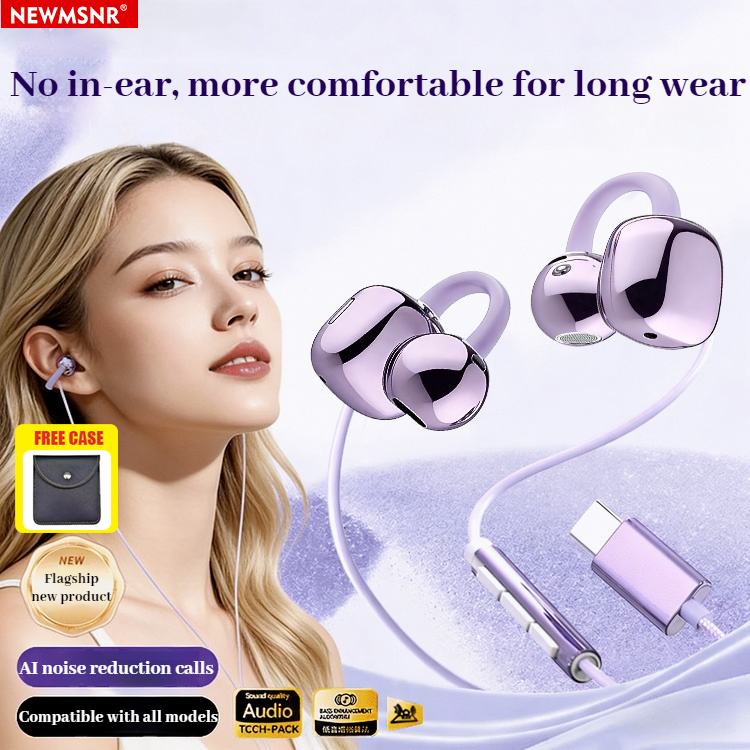 NEWMSNR (Vỏ miễn phí) 2026 Tai nghe có dây mới HIFI Chất lượng âm thanh Tai nghe nhét tai Type-C không đau Tai nghe kẹp tai AI Tai nghe cuộc gọi siêu trong suốt Tai nghe nhét tai chống mồ hôi chạy bass Earubds