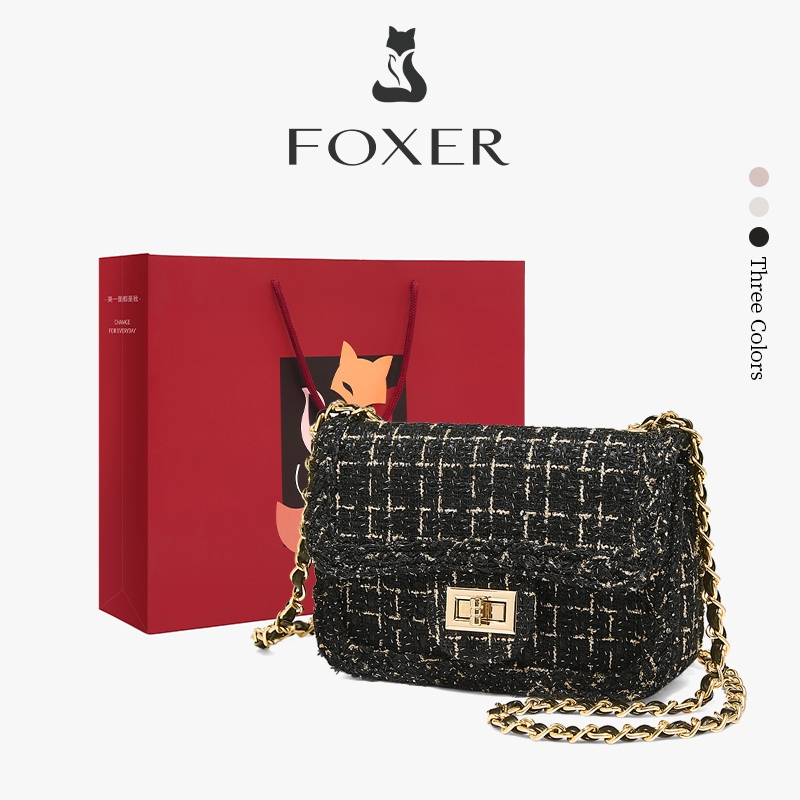 FOXER Túi xách nữ Thời trang nữ Phong cách hàn quốc Dây đeo vai dạng xích