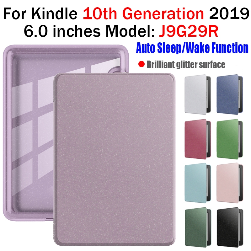 Dành Cho Kindle 10th Gen 6.0 '' (J9G29R) 2019 Vỏ Bề Mặt Da Lấp Lánh Sách Điện Tử Acrylic Tự Động Ngủ