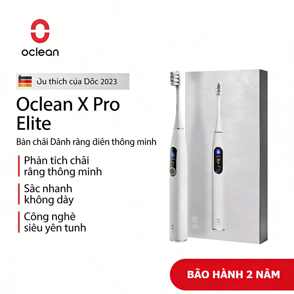 Bàn chải đánh răng Sonic điện thông minh Oclean X Pro Elite AI Auto Wake Ultra Quiet WORLD Màn hình 