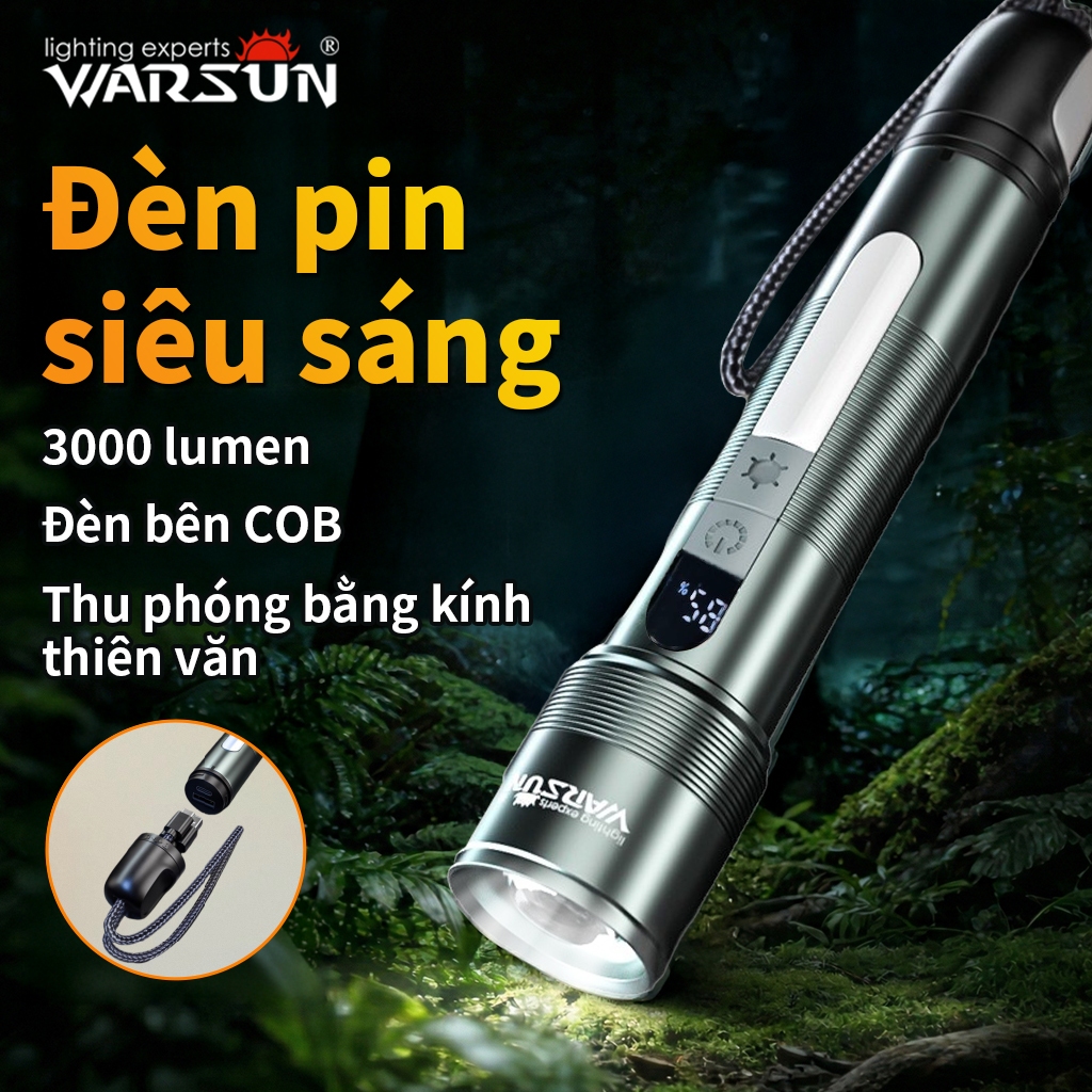 Đèn pin LED Warsun NB01 siêu sáng, chống nước và sạc lại được