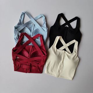 Áo Ngực Thể Thao Có Dây Kéo Phía TrướC, Eo Chữ Thập, Phù Hợp Yoga Và Tập Gym Cho Nữ