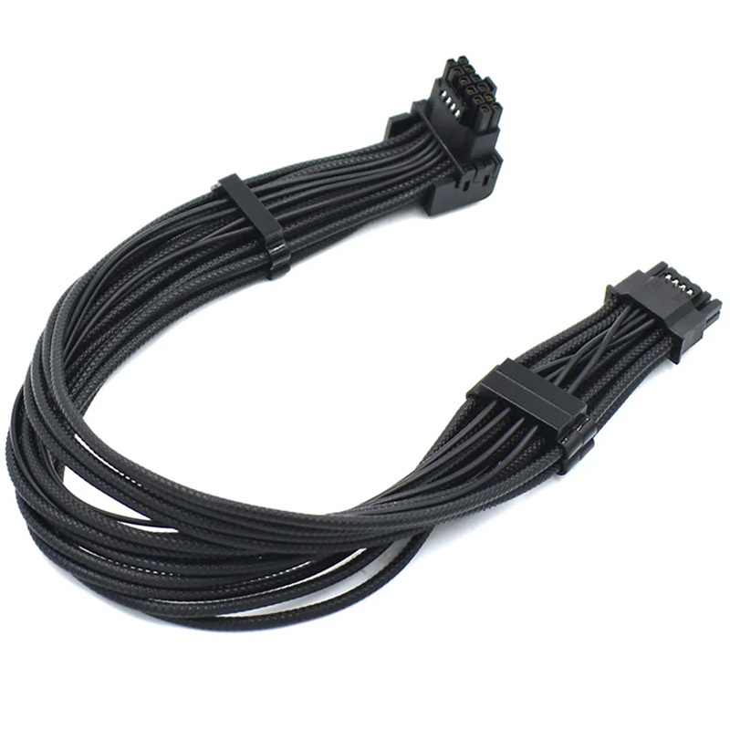 90 Độ 12VHPWR 16Pin (12 + 4) Cáp đực sang đực 16AWG có hoa văn bện cho ATX 3.0 PCIe 5.0 Bộ nguồn mô-