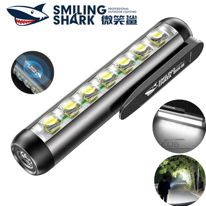 SMILING SHARK Đèn pin mini LED XPE SMILING SHARK GZ5155 siêu sáng 4 chế độ sạc USB không thấm nước d