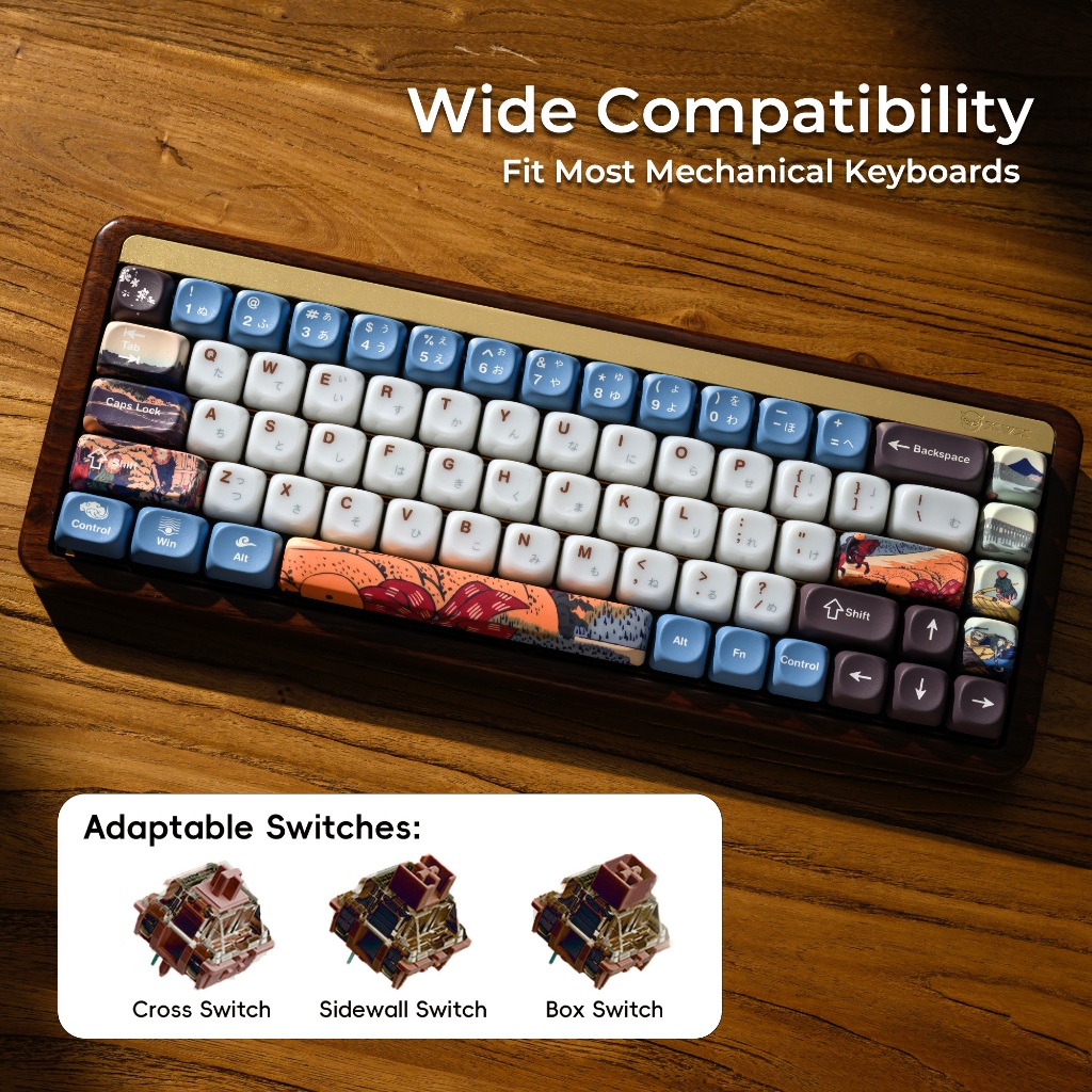 XVX Mountain Fuji Theme Keycaps MOA Profile PBT Lớp phủ gốm nhuộm 5 mặt Chống dầu Quà tặng cổ điển bền bỉ để chơi game & sử dụng văn phòng Bộ Keycap (132 phím) | BigBuy360 - bigbuy360.vn