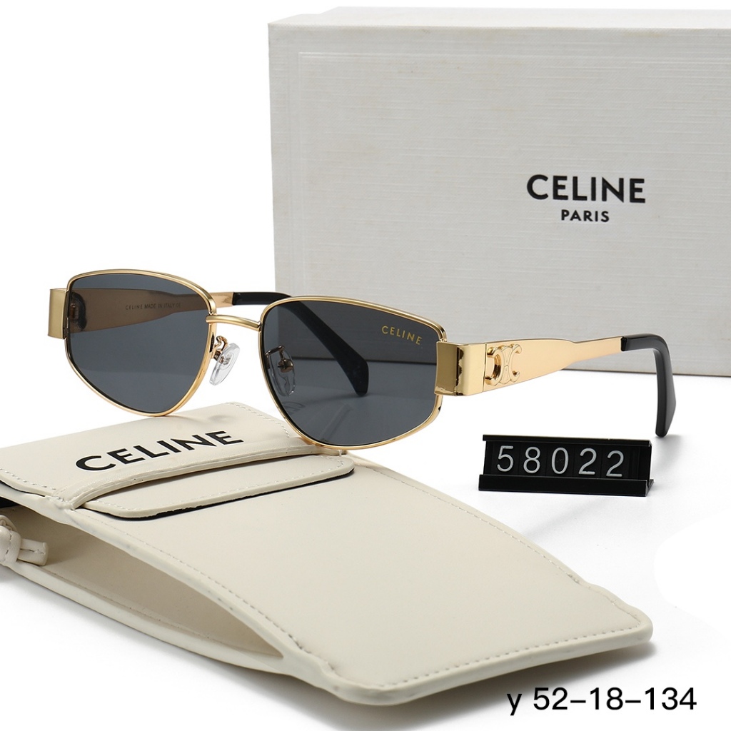 Celine Kính Mát WM58022 - Thiết Kế Độc Đáo, Kim Loại Tối Giản, Mặt Kính Nhỏ Chống Tia Cực Tím