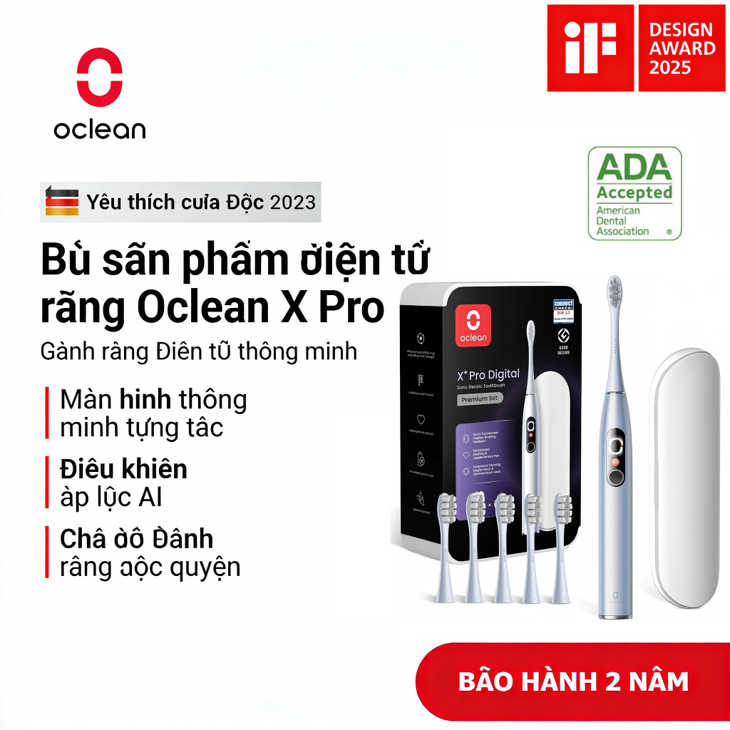 Bộ kỹ thuật số Oclean X Pro Bàn chải đánh răng điện thông minh có màn hình cảm ứng với hộp du lịch T