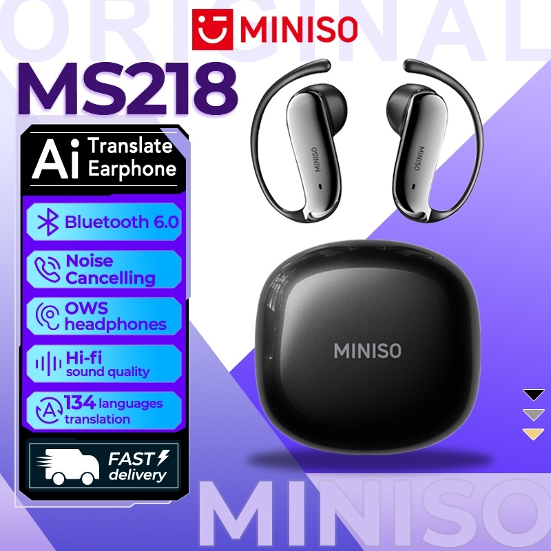 MINISO MS218 Tai nghe dịch thuật AI Tai nghe Bluetooth 6.0 Hỗ trợ dịch thuật 134 ngôn ngữ Chống ồn Âm thanh Stereo Hi-Fi Hiệu ứng âm thanh ASMR Thiết kế kháng nước Độ trễ thấp Kết nối nhanh | BigBuy360 - bigbuy360.vn