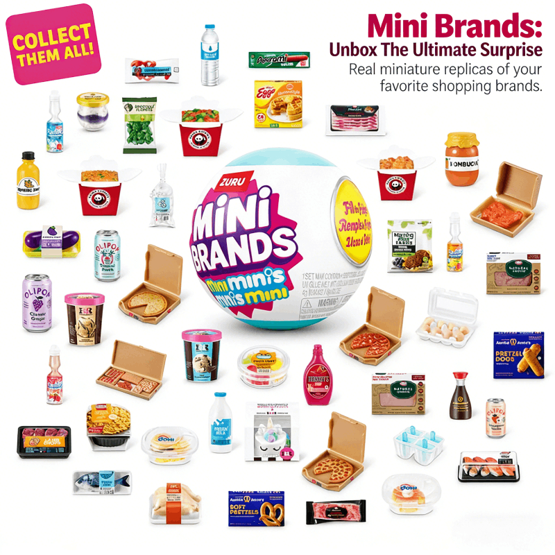 Mini Brands Fill The Fridge Mini Minis Series 1 của ZURU, Đồ chơi sưu tầm, Gói đồ bất ngờ, Bản sao t