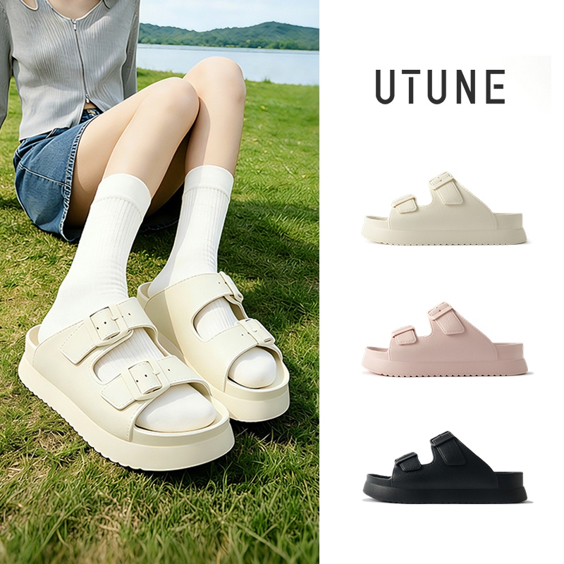 UTUNE Dép Sandal Hai Dây Khóa Phong Cách Birken Đế EVA Mềm Chống Trượt Dây Điều Chỉnh Được Tăng Chiề