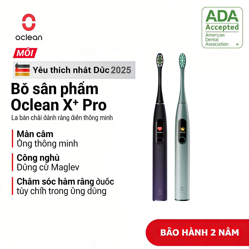 Bàn chải đánh răng điện thông minh Oclean X Pro AI Tự điều chỉnh Màn hình cảm ứng LCD 42000 vòng / p