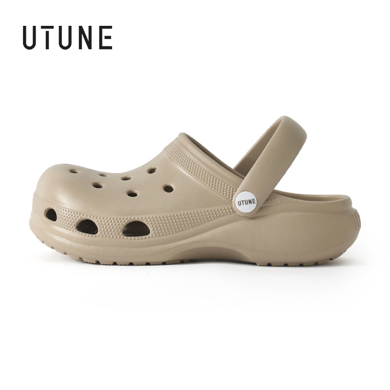 UTUNE Dép Sục Nữ Đế Dày 3.5cm Tăng Chiều Cao Sandal Mùa Hè Đi Biển Ngoài Trời Chống Trượt Mũi Kín Êm