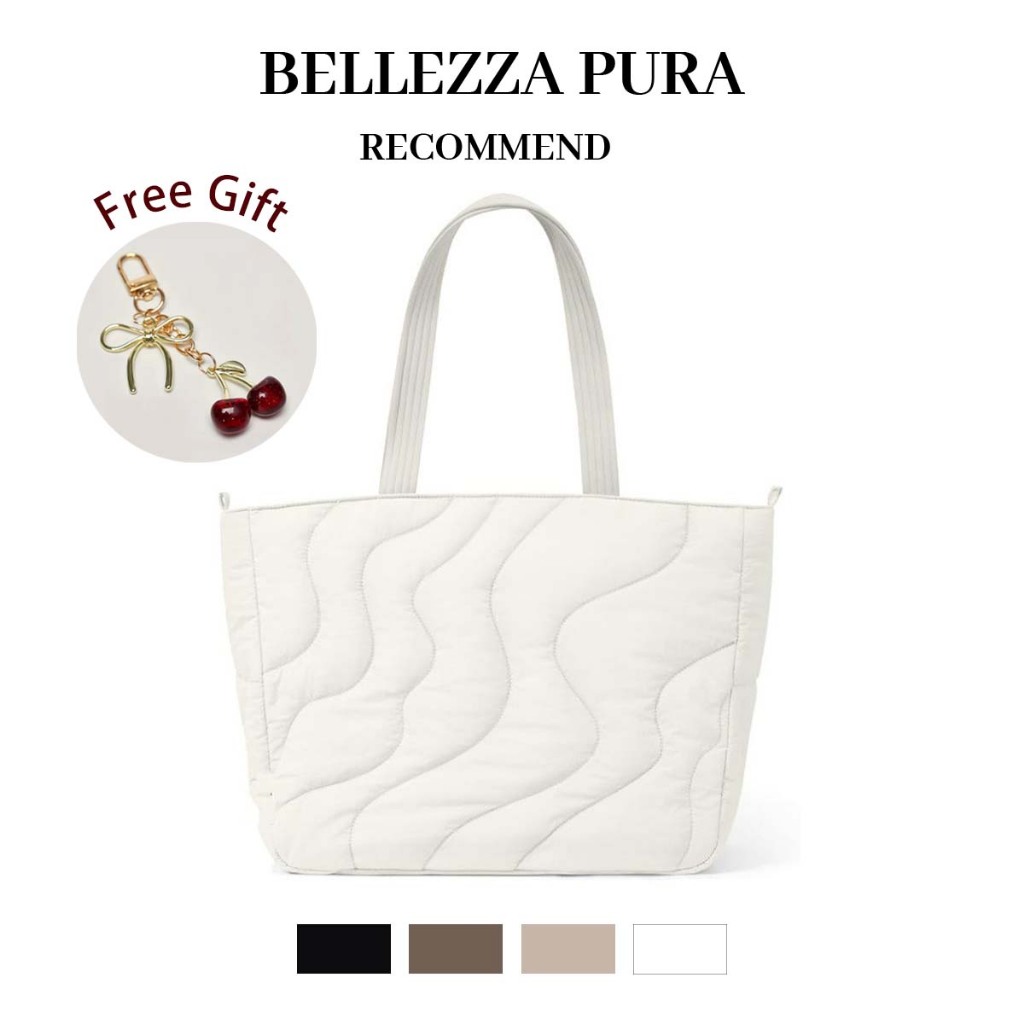 BELLEZZA PURA Puffy Tote Túi Sinh Viên Nữ Túi Đeo Vai Phồng Túi Xách Thông Thường Beg Du Lịch Văn Ph