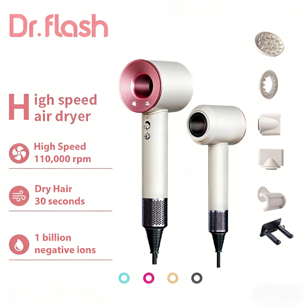Dr flash Máy Sấy Tóc Ion Âm, 2 Chiều Nóng Lạnh - 3 năm Bảo hành Hộp quà tặng miễn phí