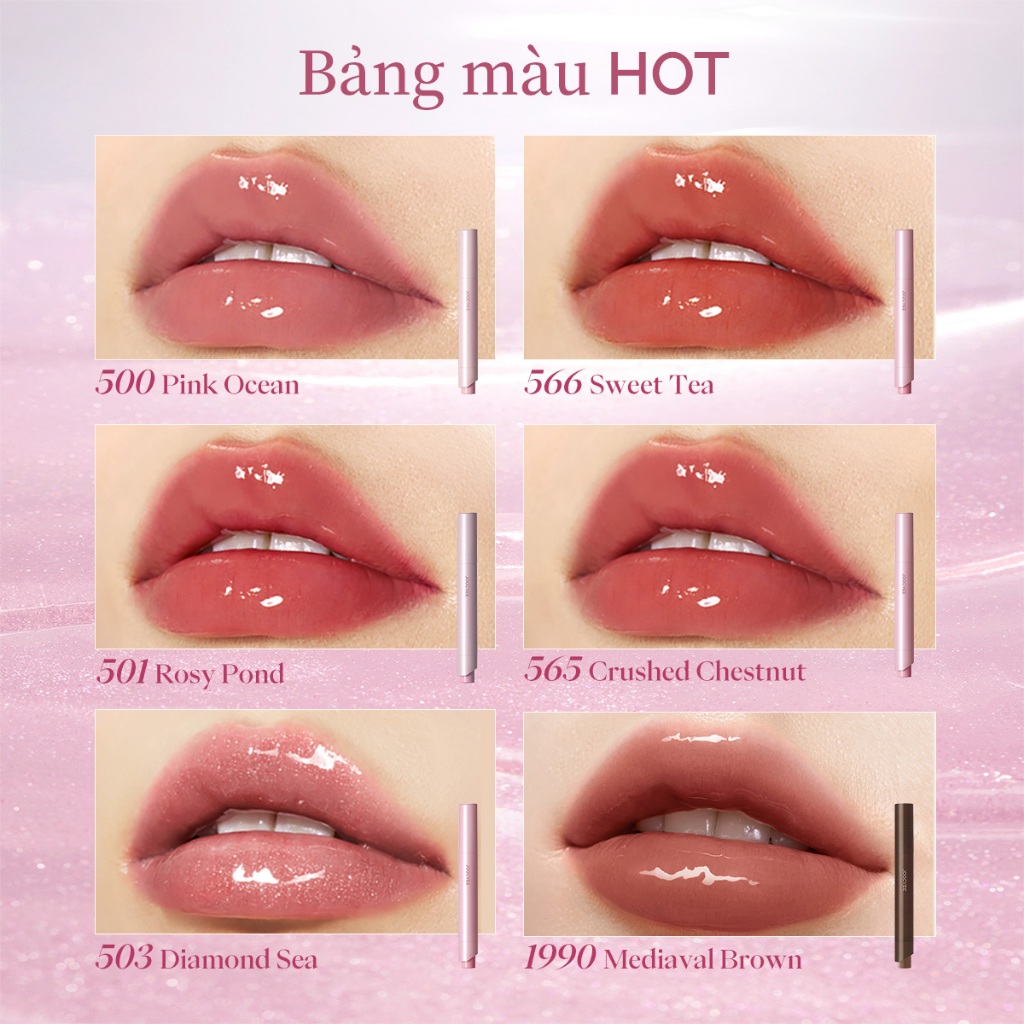 Son bấm bóng peptide JOOCYEE Lasting Glossy Rouge dưỡng ẩm căng bóng pha lê, mượt môi trong suốt lâu trôi | BigBuy360 - bigbuy360.vn