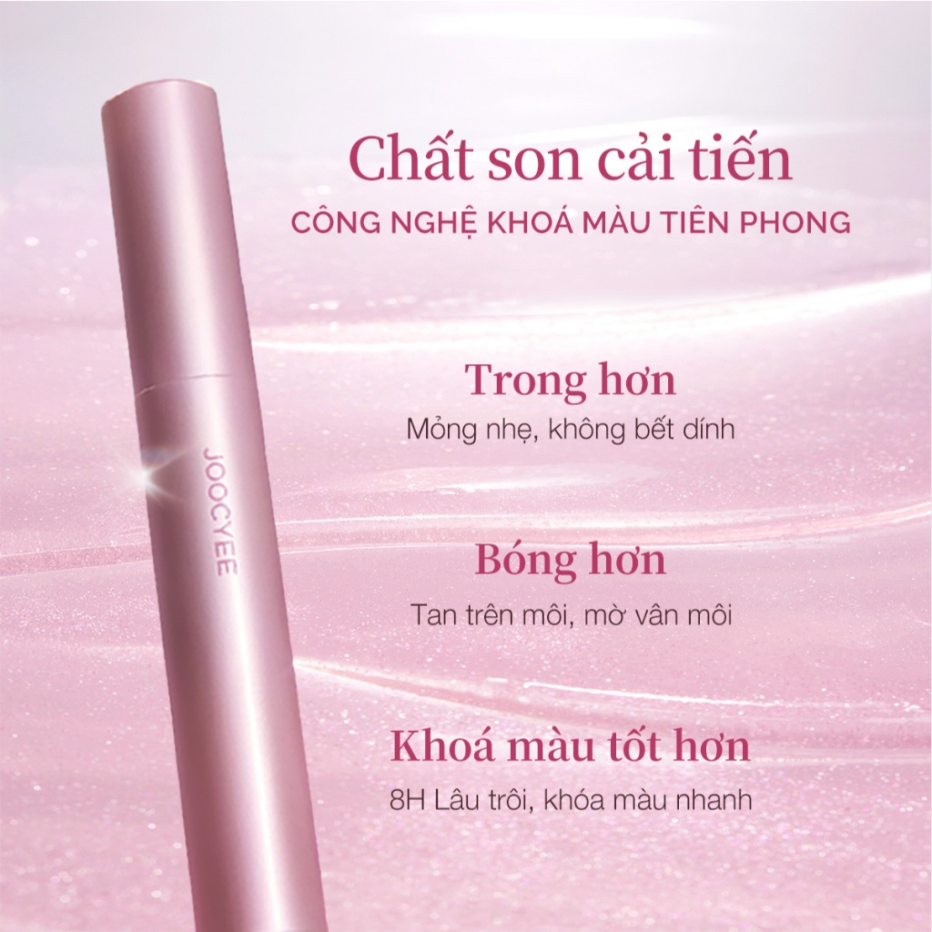 Son bấm bóng peptide JOOCYEE Lasting Glossy Rouge dưỡng ẩm căng bóng pha lê, mượt môi trong suốt lâu trôi | BigBuy360 - bigbuy360.vn