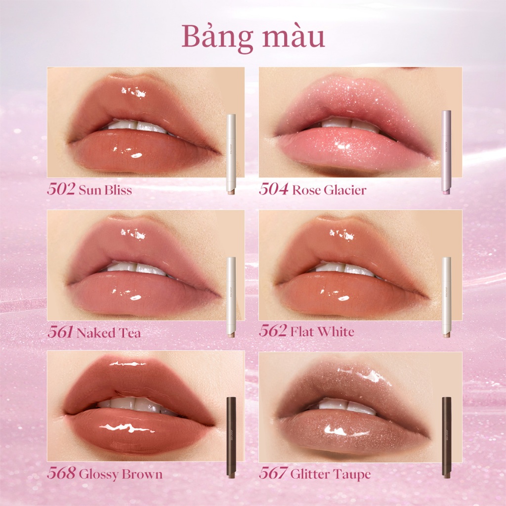 Son bấm bóng peptide JOOCYEE Lasting Glossy Rouge dưỡng ẩm căng bóng pha lê, mượt môi trong suốt lâu trôi | BigBuy360 - bigbuy360.vn
